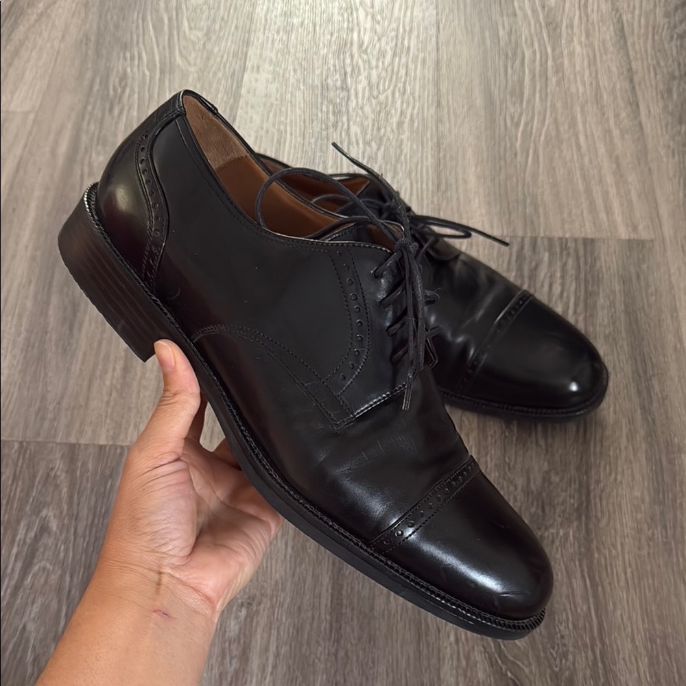 Johnson & Murphy Men's Black Leather Dress Shoes Sheep Leather Oxfords 10.5